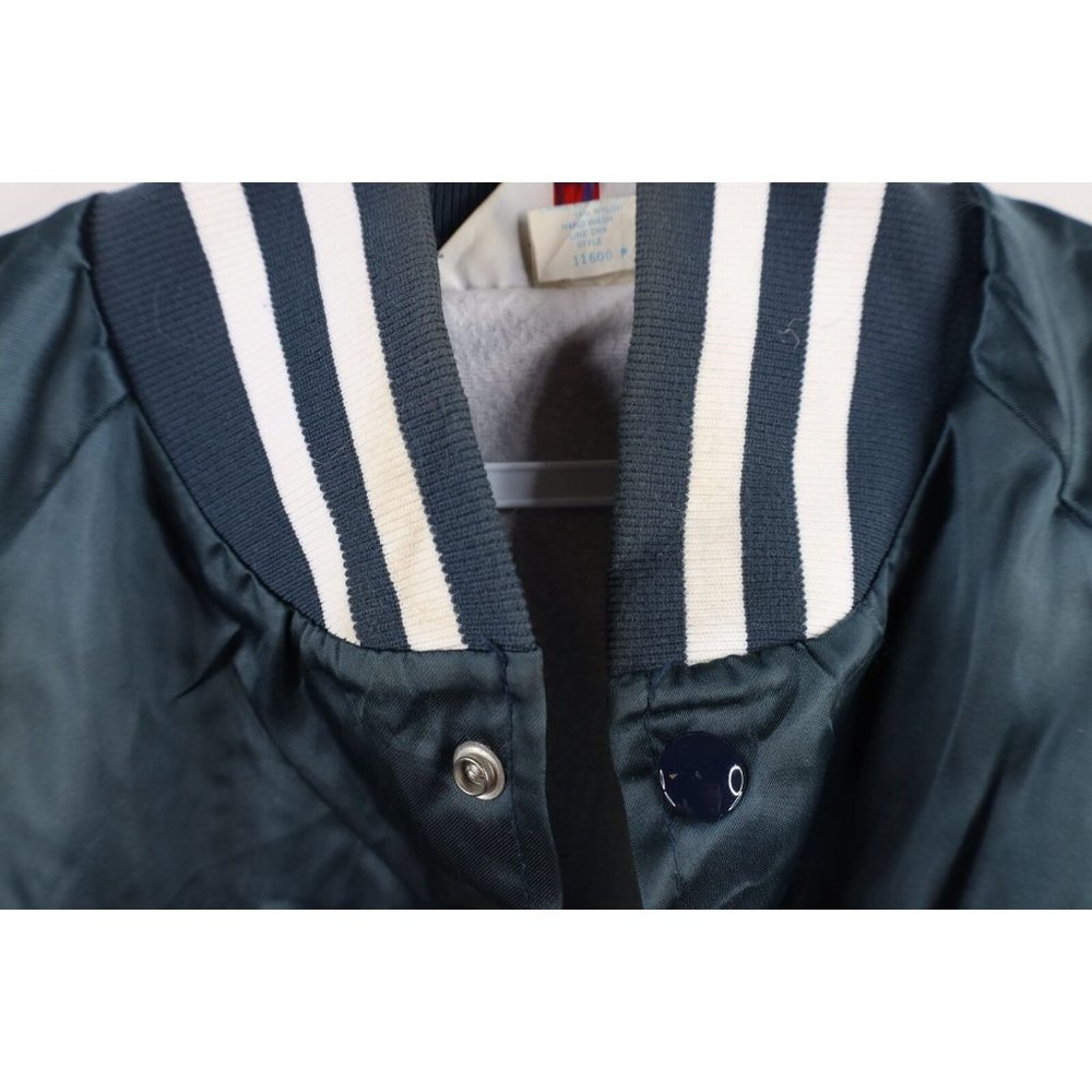 Vintage 80s Streetwear Mens Xl Lined Lumber Yard Satin Bomber Jacket Blue Usa View 6